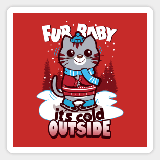 Funny Cute Original Christmas Fur Baby Cat Winter Meme Magnet